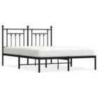 vidaXL Metal Bed Frame With Headboard Black 140X190 cm