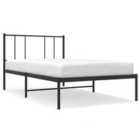 vidaXL Metal Bed Frame With Headboard Black 100X190 Cm