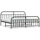vidaXL Metal Bed Frame With Headboard And Footboard Black 193X203 Cm