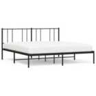 vidaXL Metal Bed Frame With Headboard Black 193X203 cm