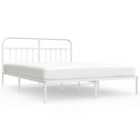 vidaXL Metal Bed Frame With Headboard White 183X213 cm