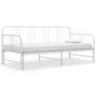 vidaXL Pull-out Sofa Bed Frame White Metal 90X200 Cm