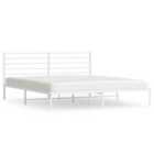 vidaXL Metal Bed Frame With Headboard White 200X200 cm