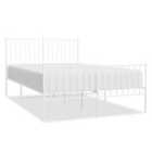 vidaXL Metal Bed Frame With Headboard And Footboard White 120X190 Cm 4Ft Small Double