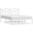 Vidaxl Metal Bed Frame Without Mattress With Headboard White 135X190 Cm Double