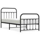 vidaXL Metal Bed Frame With Headboard And Footboard Black 90X190 cm