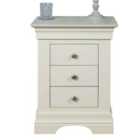 Elm Home And Garden Painted Off White Cream Wood 3 Drawer Bedside Table Night Stand