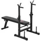 HOMCOM Adjustable Weight Bench w/ Barbell Rack and Dip Station, Black