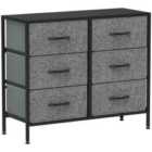 HOMCOM 6 Drawer Fabric Chest of Drawers w/ Wooden Top for Hallway Black