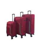 Eagle Luggage Arundel Set Of 3 Soft Shell Suitcase In Burgundy
