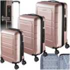 Tectake Suitcase Luggage Set - L, M & S Sizes, Abs Plastic, Swivel Wheels, Combination Lock