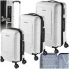 Tectake Suitcase Luggage Set - L, M & S Sizes, Abs Plastic, Swivel Wheels, Combination Lock