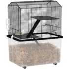 PawHut Hamster Cage, Three-Tier Gerbil Cage w/ Deep Bottom, Ramp, Food Dish