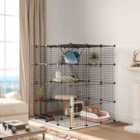 PawHut DIY 4 Tier Cat Cage Indoor w/ Hammock, Ramps, Doors, for 1-3 Cats