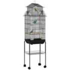 PawHut Metal Bird Cage w/ Perch, Food Container, Handle, for Finch, Canary