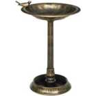 Outsunny 72cm Tall Bird Bath w/ Bird Decoration for Garden, Bronze Tone