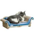 PawHut 2 in1 Cat Scratcher w/ Catnip, Cardboard Lounge Bed, Blue