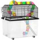PawHut Hamster Cage with 31cm Deep Tray, Tube System, 58 x 43 x 57cm