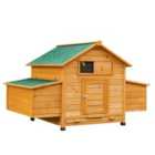 PawHut Wooden Chicken Coop, Poultry Cage with Nesting Boxes and Tray, Yellow