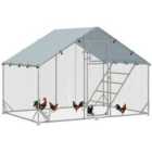 PawHut Walk in Chicken Run w/ Cover, Hanging Feeder, Perch, for 6-8 Poultry