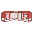 vidaXL Outdoor Rabbit Hutch with Run Red and White Solid Fir Wood