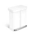 Simplehuman 58L Dual Compartment Rectangular Pedal Bin, White Steel W/Plastic Lid