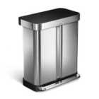 Simplehuman 58L Dual Compartment Rectangular Pedal Bin W/Black Plastic Lid