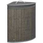 HOMCOM 55L Bamboo Corner Laundry Hamper Bamboo Laundry Basket 38x38x57cm Grey