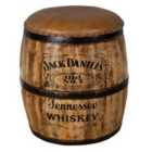 Elm Home And Garden 100% Mango Wood Printed Barrel Stool  Pure Leather Top  Mango Wood Base