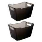 Keeeper Set Of 2 Storage Box 12L Textured Surface - Dark Grey