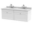 nuie 1200mm Wall Hung 2 Drawer Vanity & Marble Top - Satin White