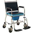 HOMCOM Shower Wheelchair, Commode Wheeled Chair with Padded Seat, Backrest