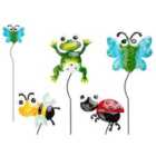 Metal Happy Animal Stake With Hang Tag 4 Assorted Designs