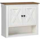 kleankin Farmhouse Bathroom Wall Cabinet with Shelves, Ash Wood-Effect