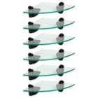 Floating Glass Bathroom Corner Shelves - 20Cm - Clear/Black - Pack Of 6