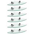 Floating Glass Bathroom Corner Shelves - 30Cm - Clear/Black - Pack Of 6