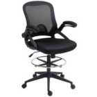 Vinsetto Mesh Office Stool, 60? Swivel Height Adjustable Chair, Black
