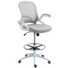 Vinsetto Mesh Office Stool, 60? Swivel Height Adjustable Chair, Light Grey