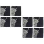 Selbrae House Set Of 8 Slate Coasters - Highland Cow