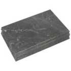 Argon Tableware Rectangle Marble Placemats - 40cm x 30cm - Black - Pack of 6