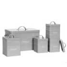 5 Piece Vintage Metal Kitchen Canisters Set - Grey