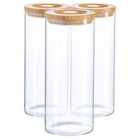 Glass Storage Jars With Wooden Lids - 1.5 Litre - Pack Of 3