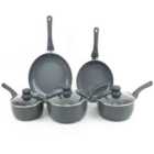 Gr8 Home Grey 8 Piece Ribbed Cookware Set Non Stick Pots