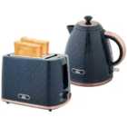 HOMCOM Kettle and Toaster Set 1.7L Fast Boil Kettle & 2 Slice Toaster Set Blue