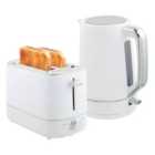 HOMCOM 1.7L 3000W Fast Boil Electric Kettle and 2 Slice Toaster Set, White