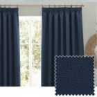 Dawn Textured Blackout Pencil Pleat Curtains Midnight 229cm width 229cm drop