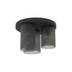 Eglo Colomera Black Glass & Steel Flush Mount Ceiling Light