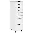 vidaXL Rolling Cabinet With Drawers Moss White Solid Wood Pine