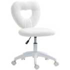 HOMCOM Armless Heart Desk Chair, Makeup Vanity Chair for Home, White