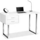Harmonia 2-drawer Gloss White With Chrome Legs Contemporary Home Office Luxury Computer Desk